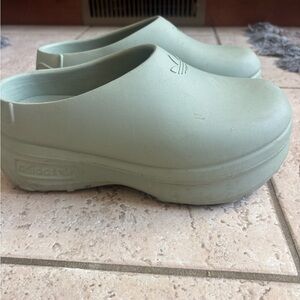Adidas Mint Green Slip-On Clogs